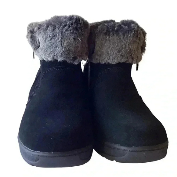 Khombu Boots Womens 8M Black Jessica Suede Faux Fur Double Zip Fall Winter NEW - Picture 2 of 8